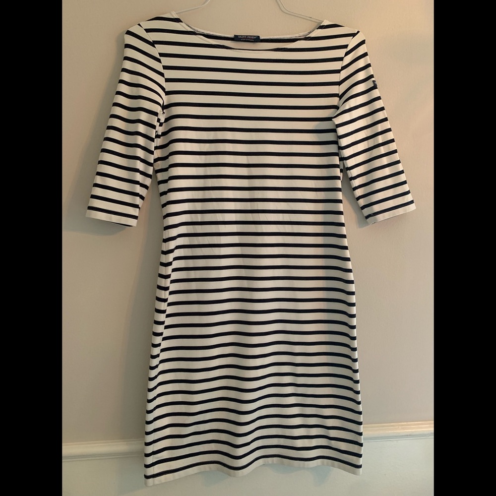Saint James White & Black Striped Dress